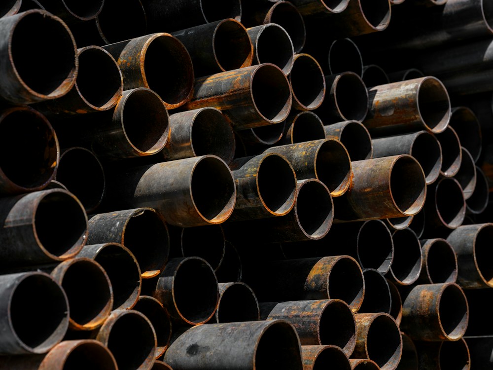 Stack of mild steel pipes